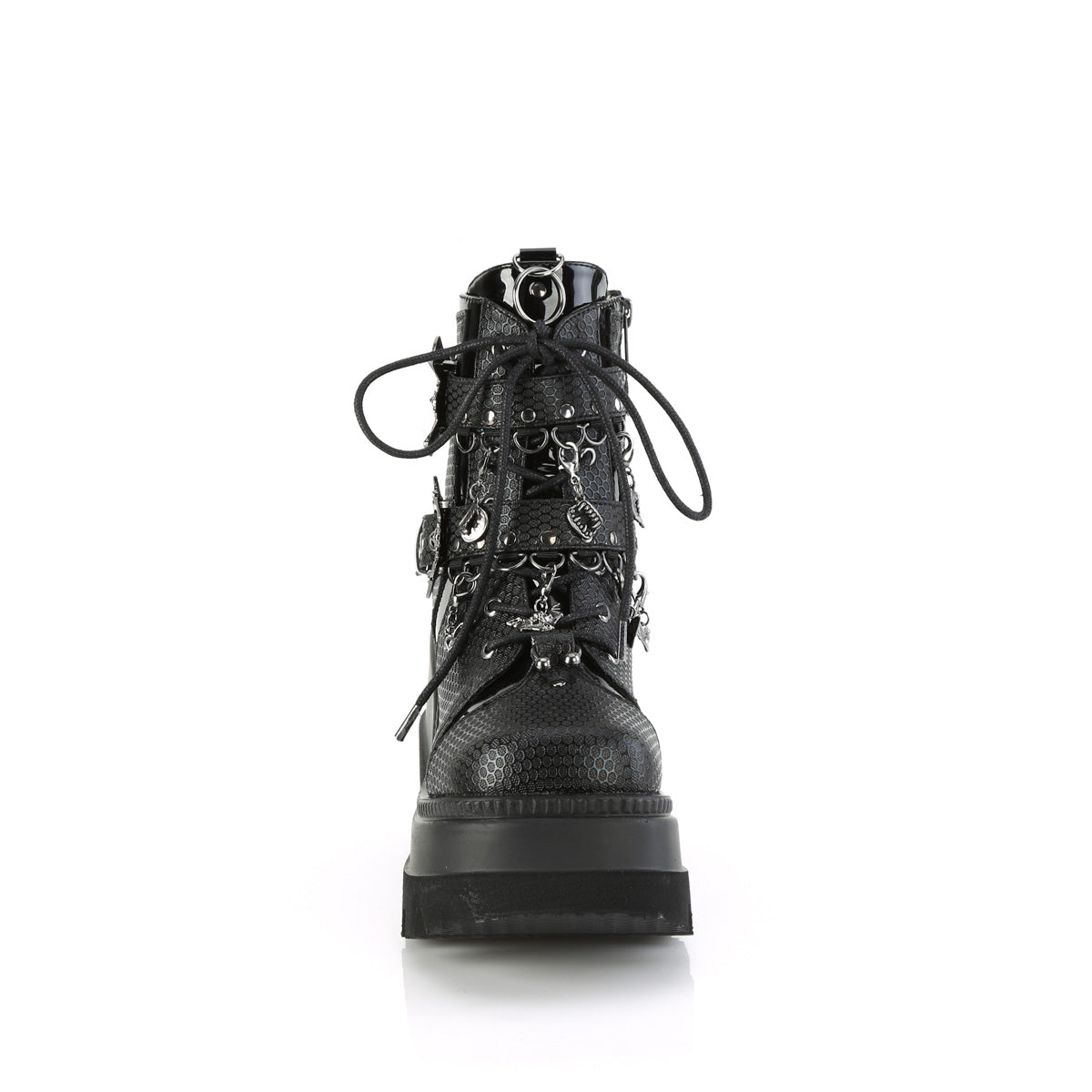 SHAKER-66 Demonia Black Vegan Leather Women's Ankle Boots [Demonia Cult Alternative Footwear]