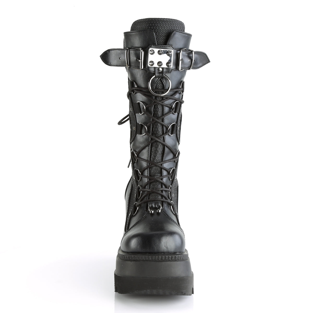 SHAKER-70 Demonia Black Vegan Leather Women's Mid-Calf & Knee High Boots [Demonia Cult Alternative Footwear]