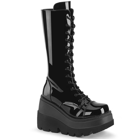 SHAKER-72 Alternative Footwear Demonia Women's Mid-Calf & Knee High Boots Blk Patent