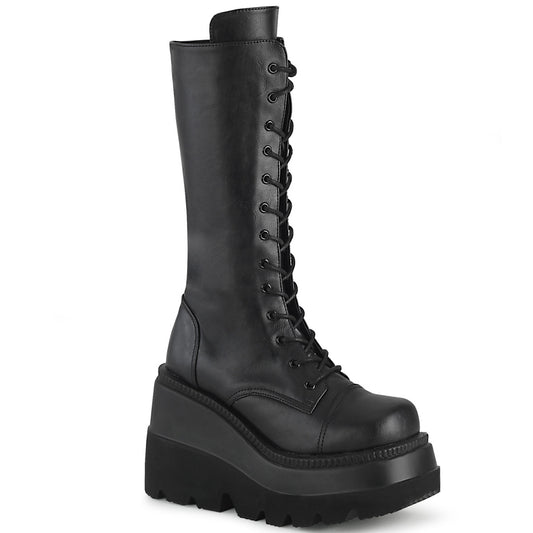 SHAKER-72 Alternative Footwear Demonia Women's Mid-Calf & Knee High Boots Blk Vegan Leather
