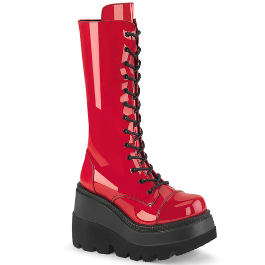 SHAKER-72 Alternative Footwear Demonia Women's Mid-Calf & Knee High Boots Red Patent