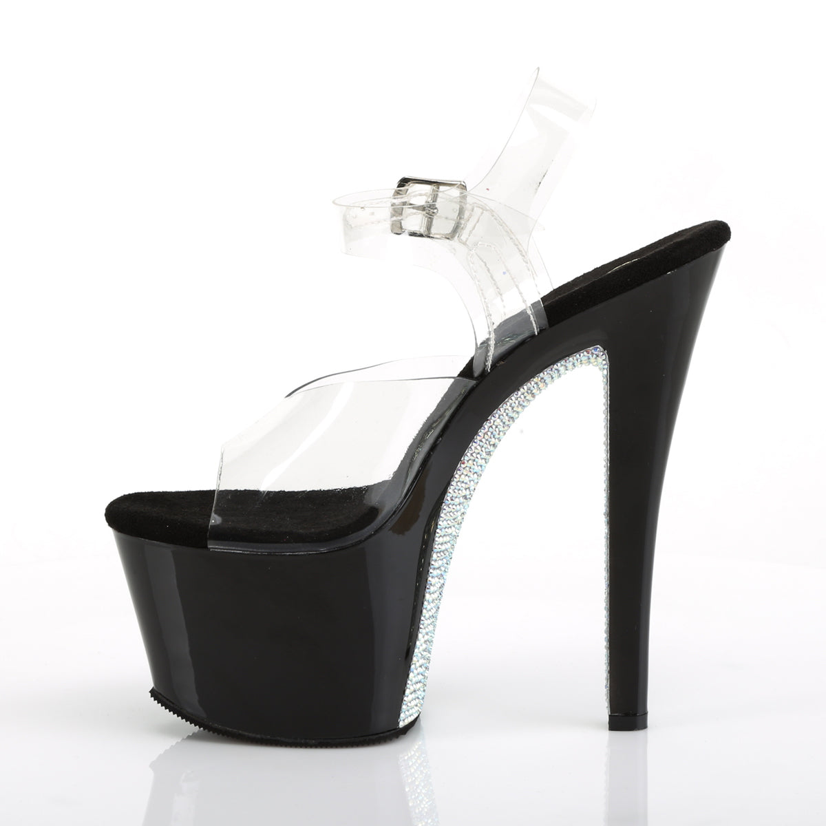 SKY-308CRS Pleaser Clear/Black-Silver AB RhinestonesTN Platform Shoes [Pole Dancing Shoes]