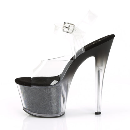 SKY-308G-T Pleaser Clear/Black Sexy Platform Shoes (Pole Dancing Heels)
