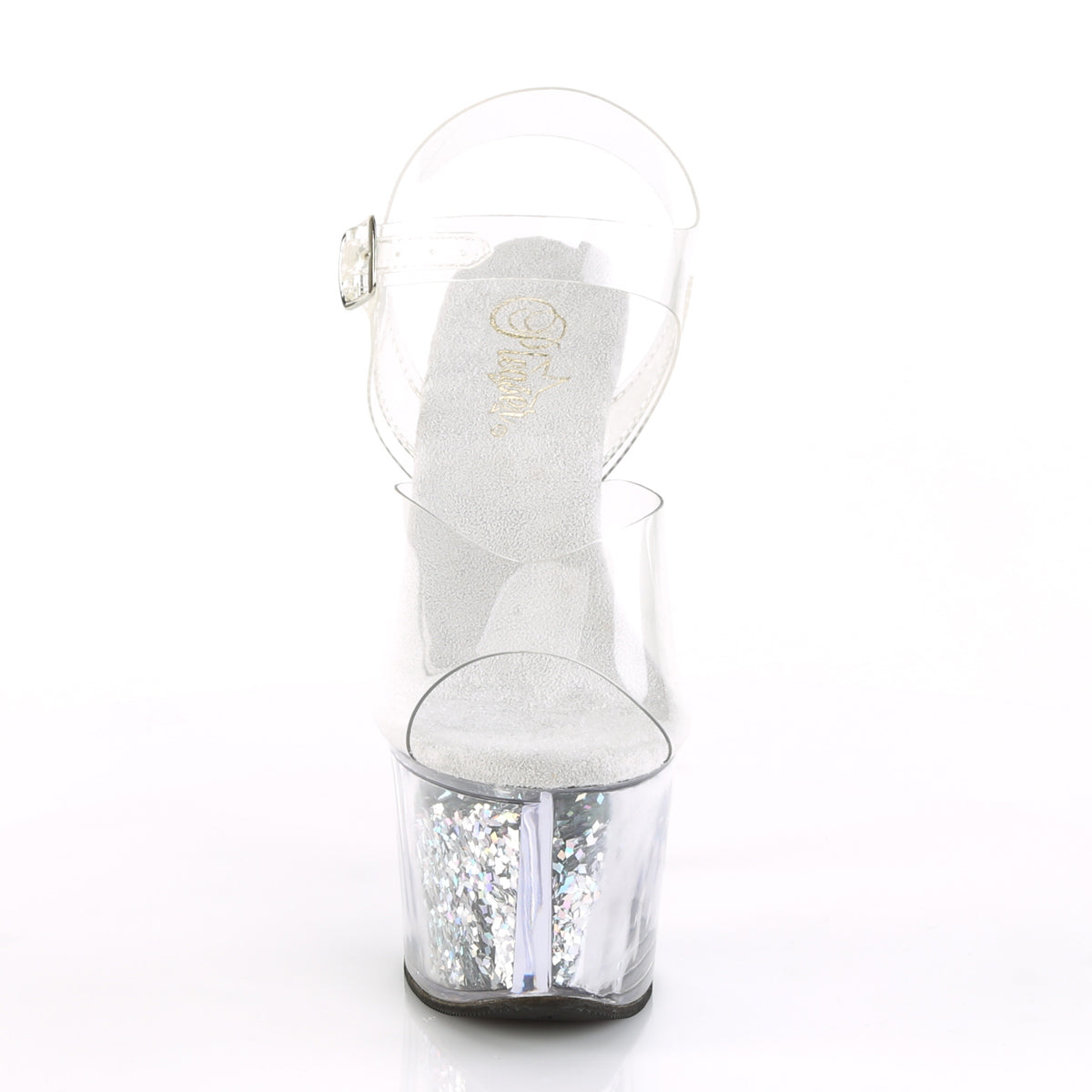 SKY-308GF Pleaser Clear/Silver Multi Glitter Platform Shoes [Pole Dancing Shoes]