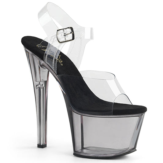 SKY-308T Strippers Heels Pleaser Platforms (Exotic Dancing) Clr/Smoke Tinted