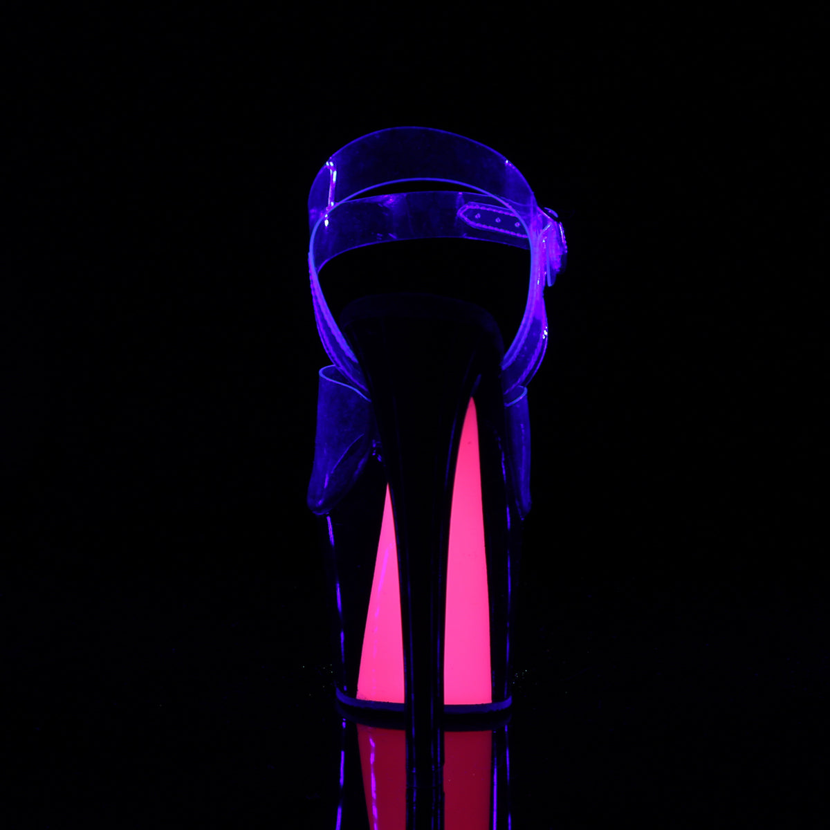 SKY-308TT Pleaser Clear/Black-Neon Pink Platform Shoes [Pole Dancing Shoes]
