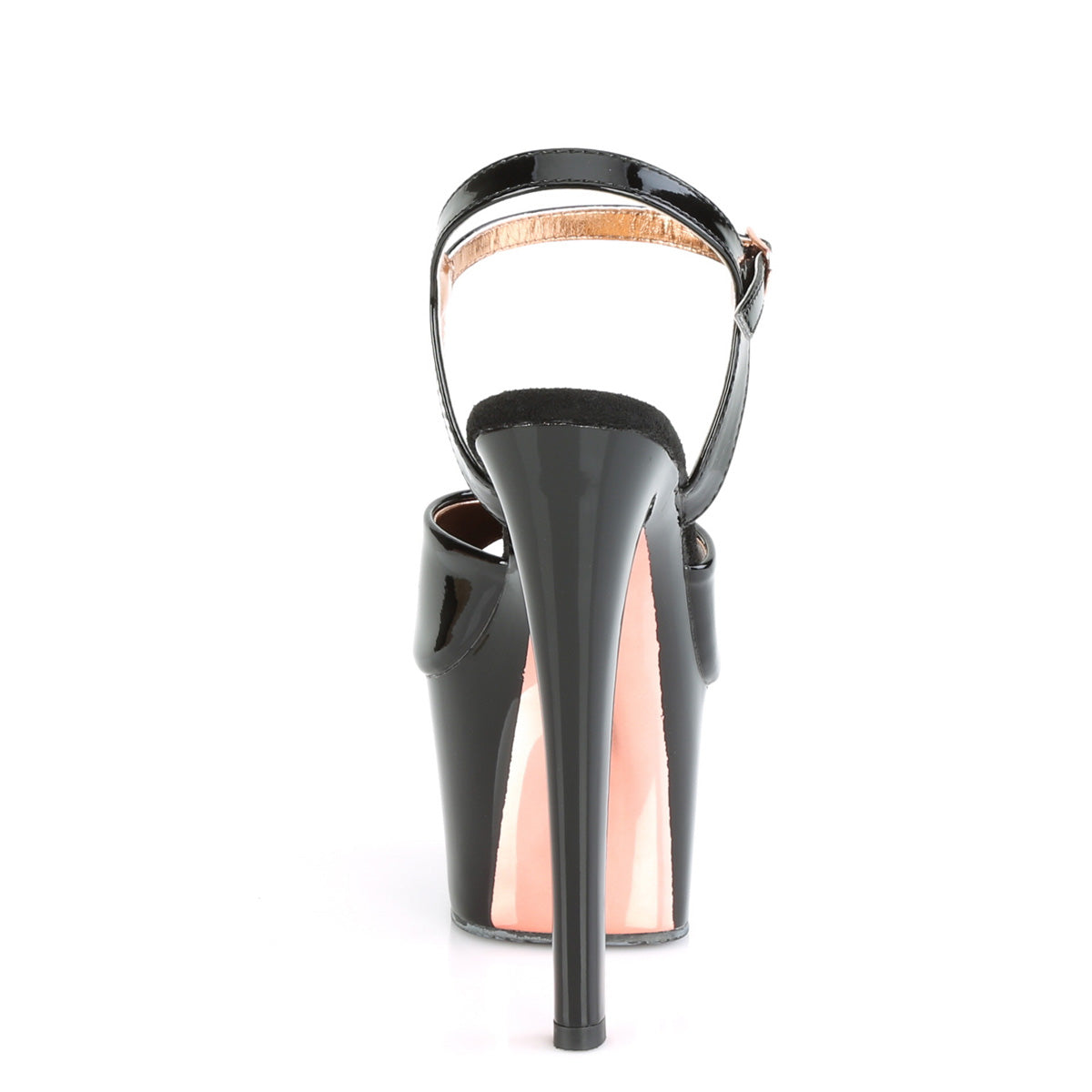 SKY-309TT Pleaser Black Patent-Rose Gold Chrome Platform Shoes [Pole Dancing Shoes]