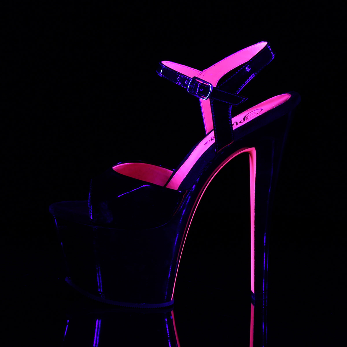 SKY-309TT Pleaser Black Patent-Neon H Pink Platform Shoes [Pole Dancing Shoes]