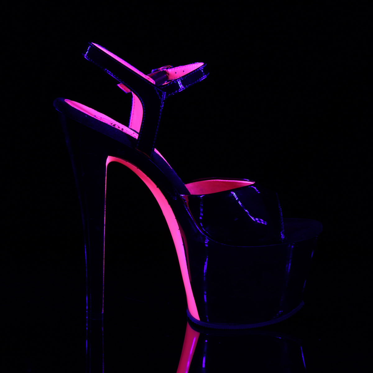SKY-309TT Pleaser Black Patent-Neon H Pink Platform Shoes [Pole Dancing Shoes]
