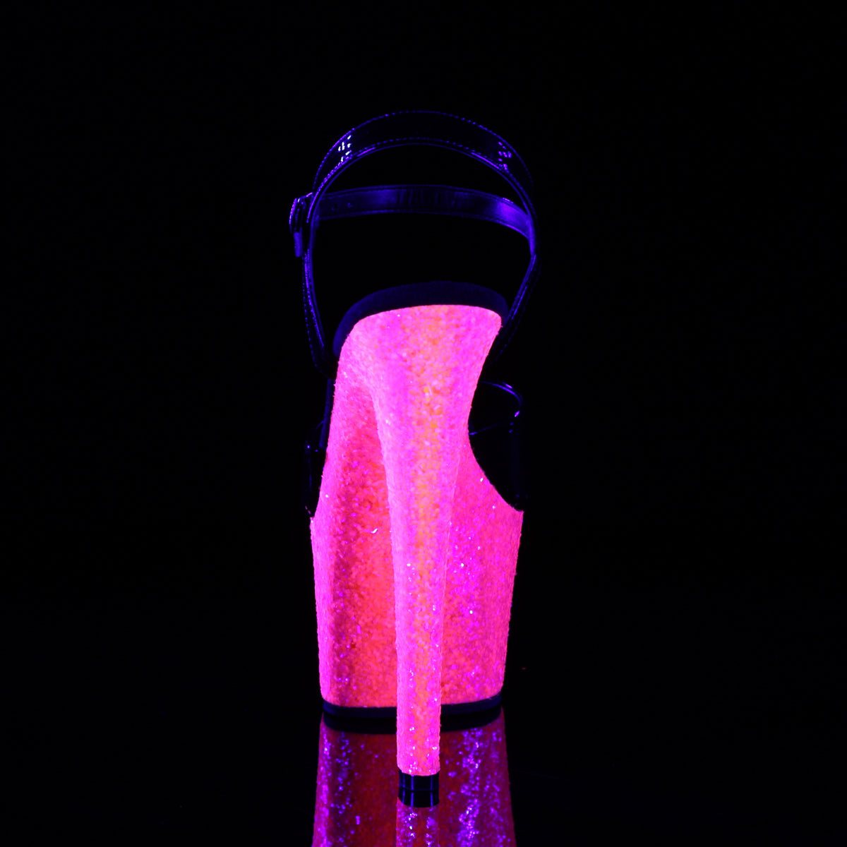 SKY-309UVLG Pleaser Black Patent/Neon H Pink Glitter Platform Shoes [Pole Dancing Shoes]