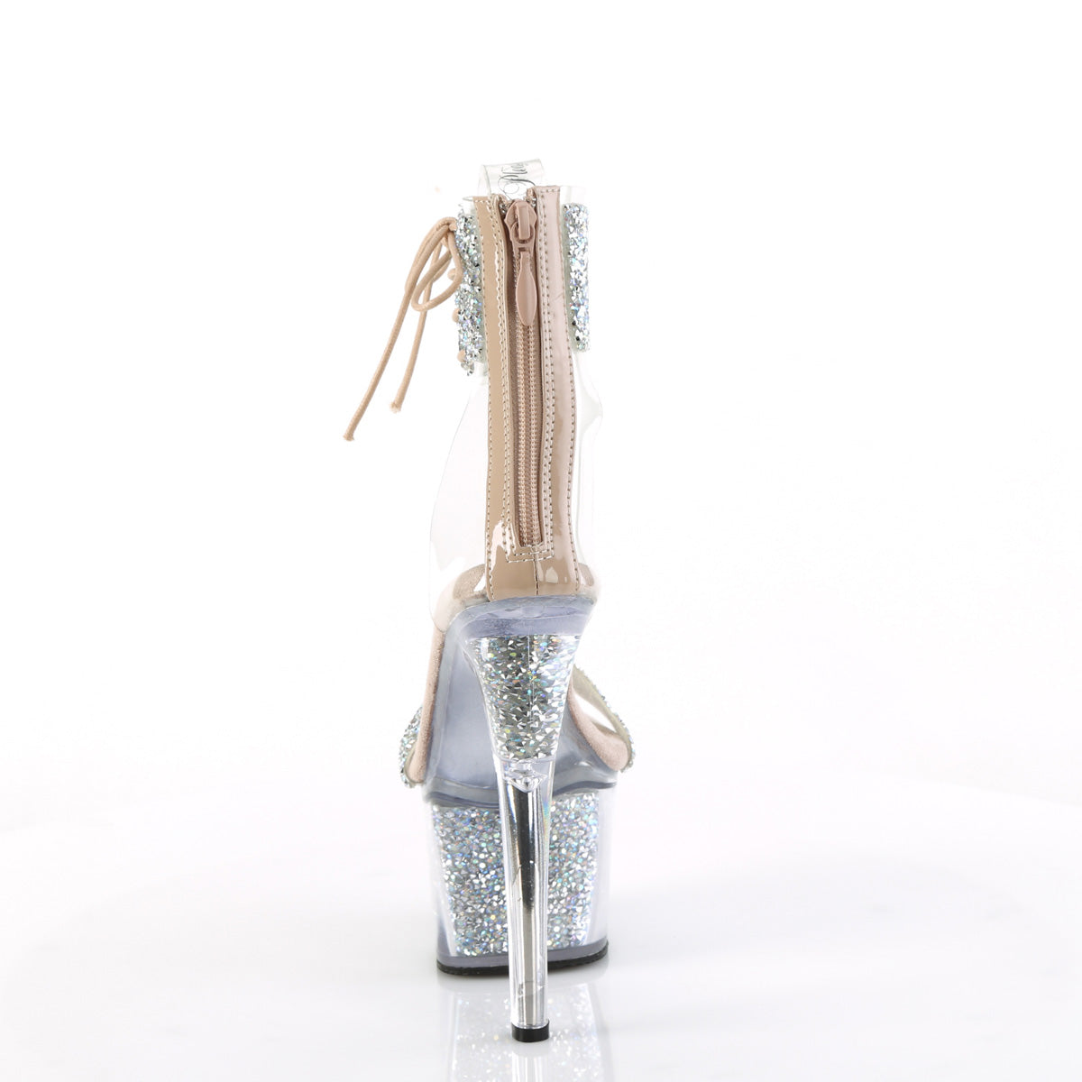 SKY-327RSI Pleaser Silver Multi Rhinestones-Nude/Silver Rhinestones Platform Shoes [Pole Dancing Shoes]