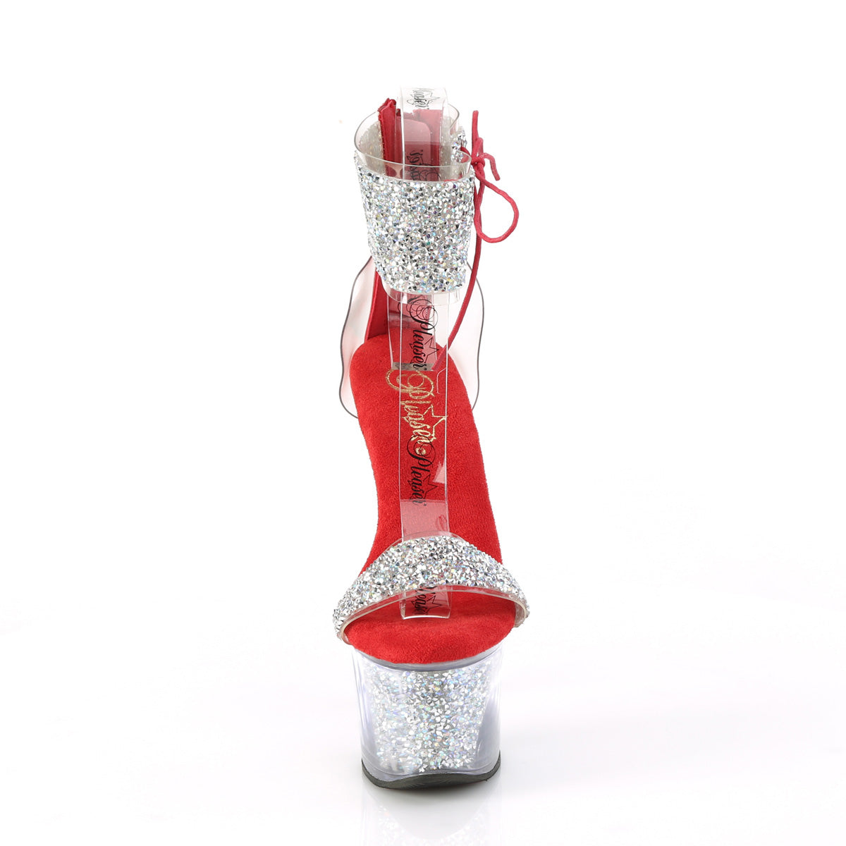 SKY-327RSI Pleaser Silver Multi Rhinestones-Red/Silver Rhinestones Platform Shoes [Pole Dancing Shoes]