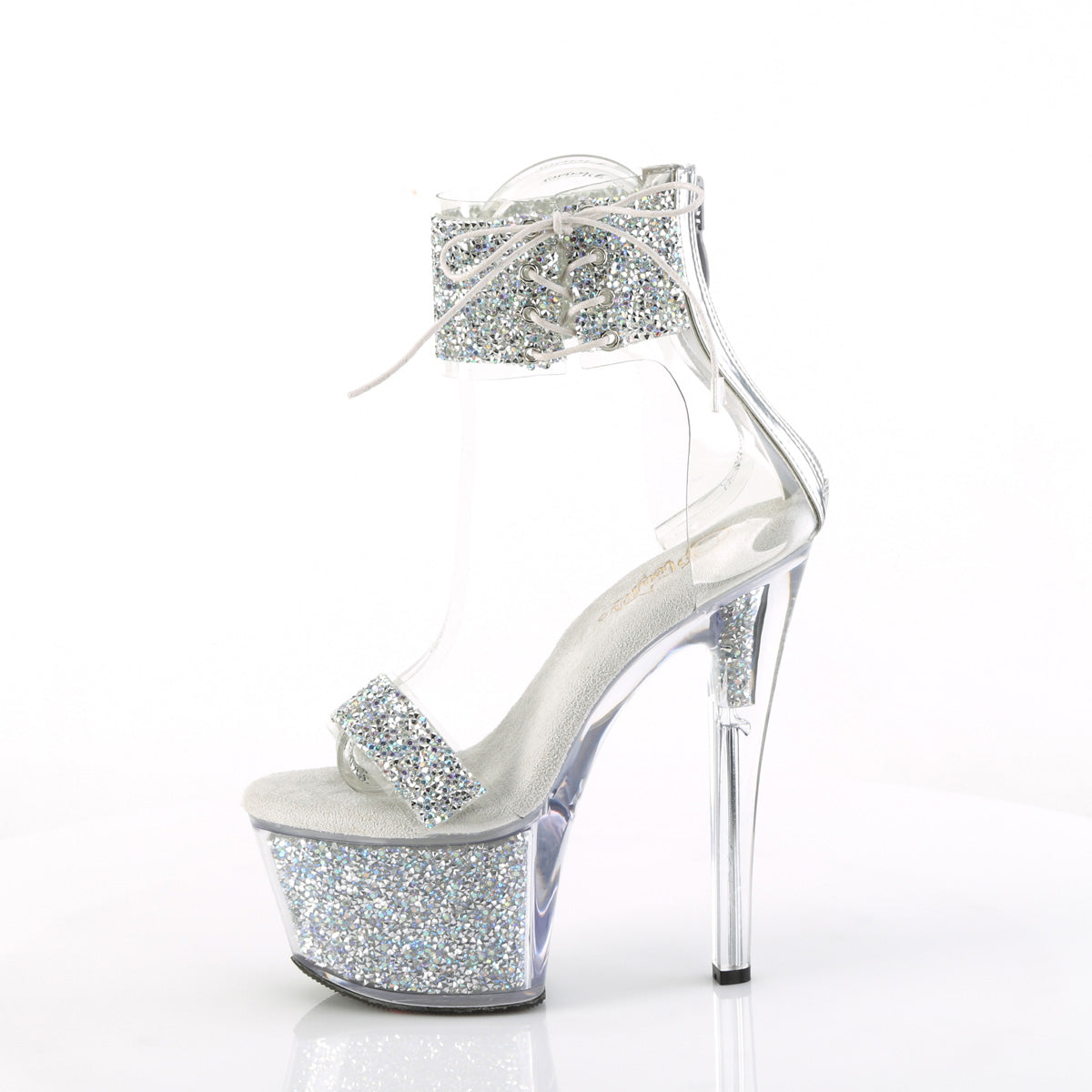 SKY-327RSI Pleaser Silver Multi Rhinestones-Silver/Silver Rhinestones Platform Shoes [Pole Dancing Shoes]