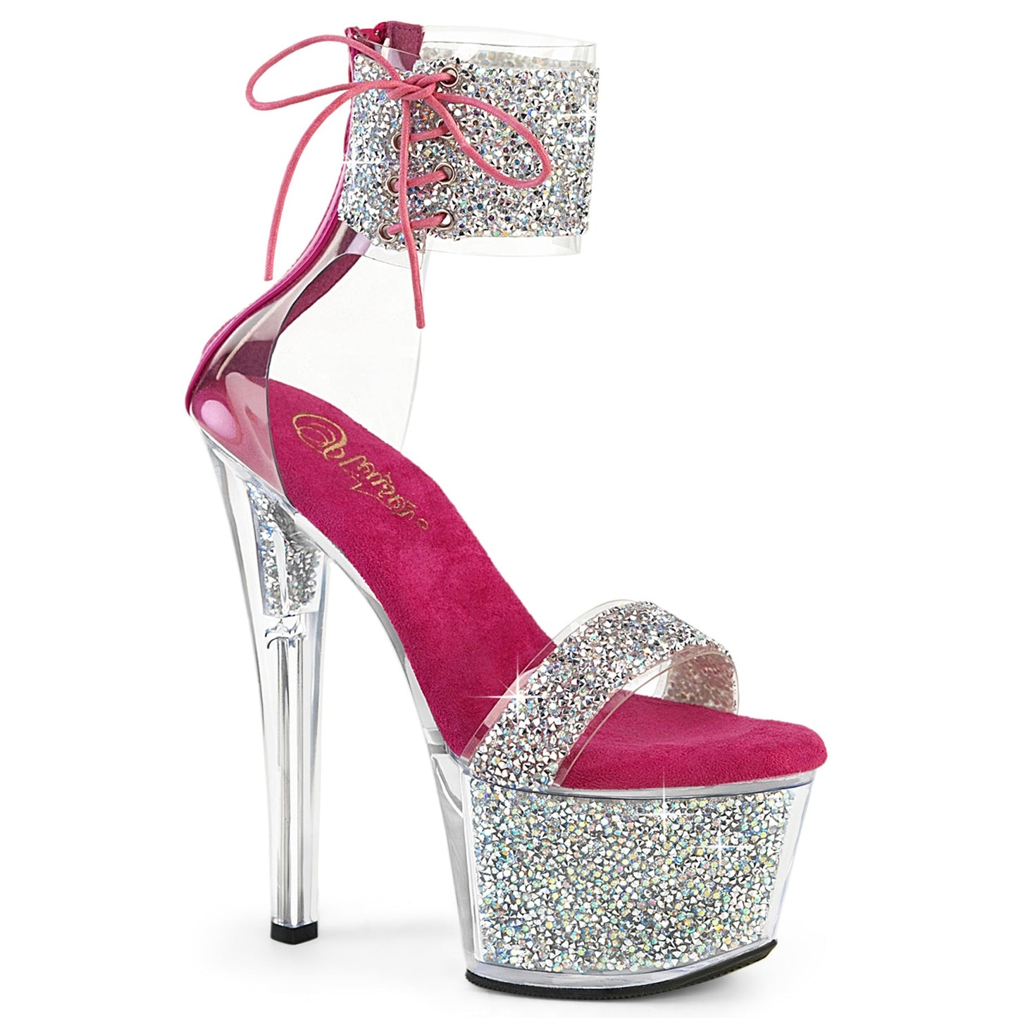 SKY-327RSI Pleaser Silver Multi Rhinestones-H Pink/Silver-Rhinestones Platform Shoes [Sexy Shoes]