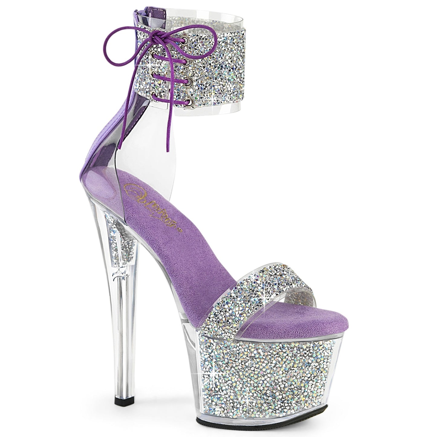 SKY-327RSI Pleaser Silver Multi Rhinestones-Lavender/Silver Rhinestones Platform Shoes [Sexy Shoes]