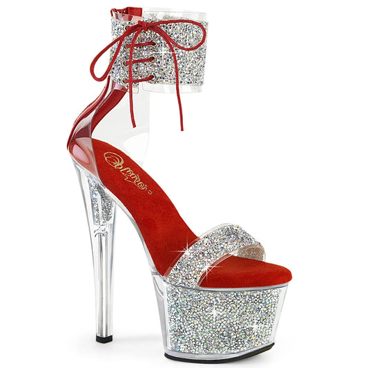 SKY-327RSI Pleaser Silver Multi Rhinestones-Red/Silver Rhinestones Platform Shoes [Pole Dancing Shoes]