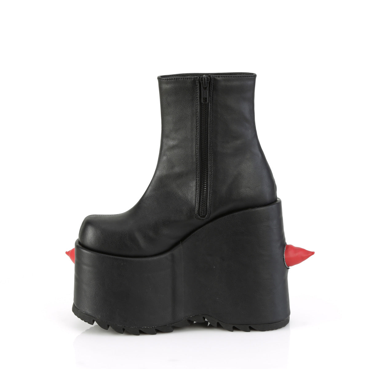 SLAY-77 Demonia Black-Red Vegan Leather Women's Ankle Boots [Demonia Cult Alternative Footwear]