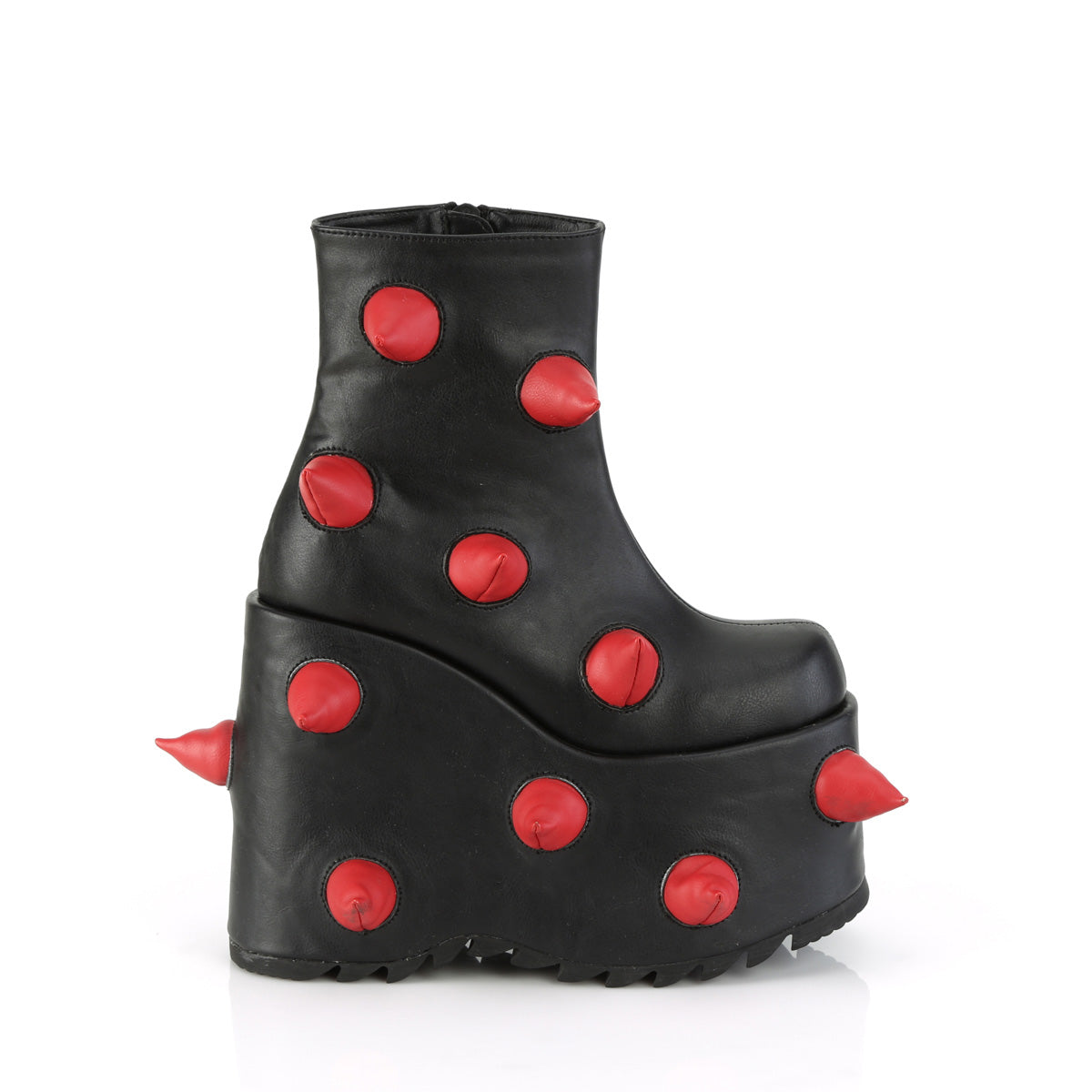 SLAY-77 Demonia Black-Red Vegan Leather Women's Ankle Boots [Demonia Cult Alternative Footwear]