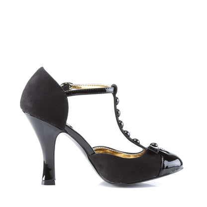 SMITTEN-10 Pin Up Couture Smitten Black Suede Sexy Single Soles (Retro Heels)