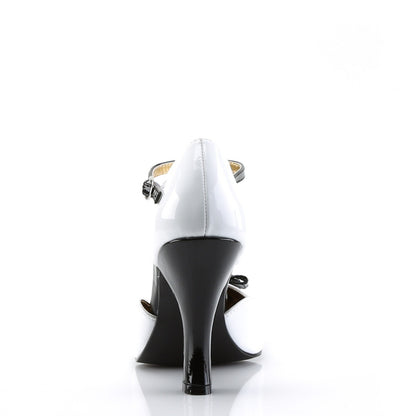 SMITTEN-10 Pin Up Couture Smitten White & Black Sexy Single Soles (Retro Heels)