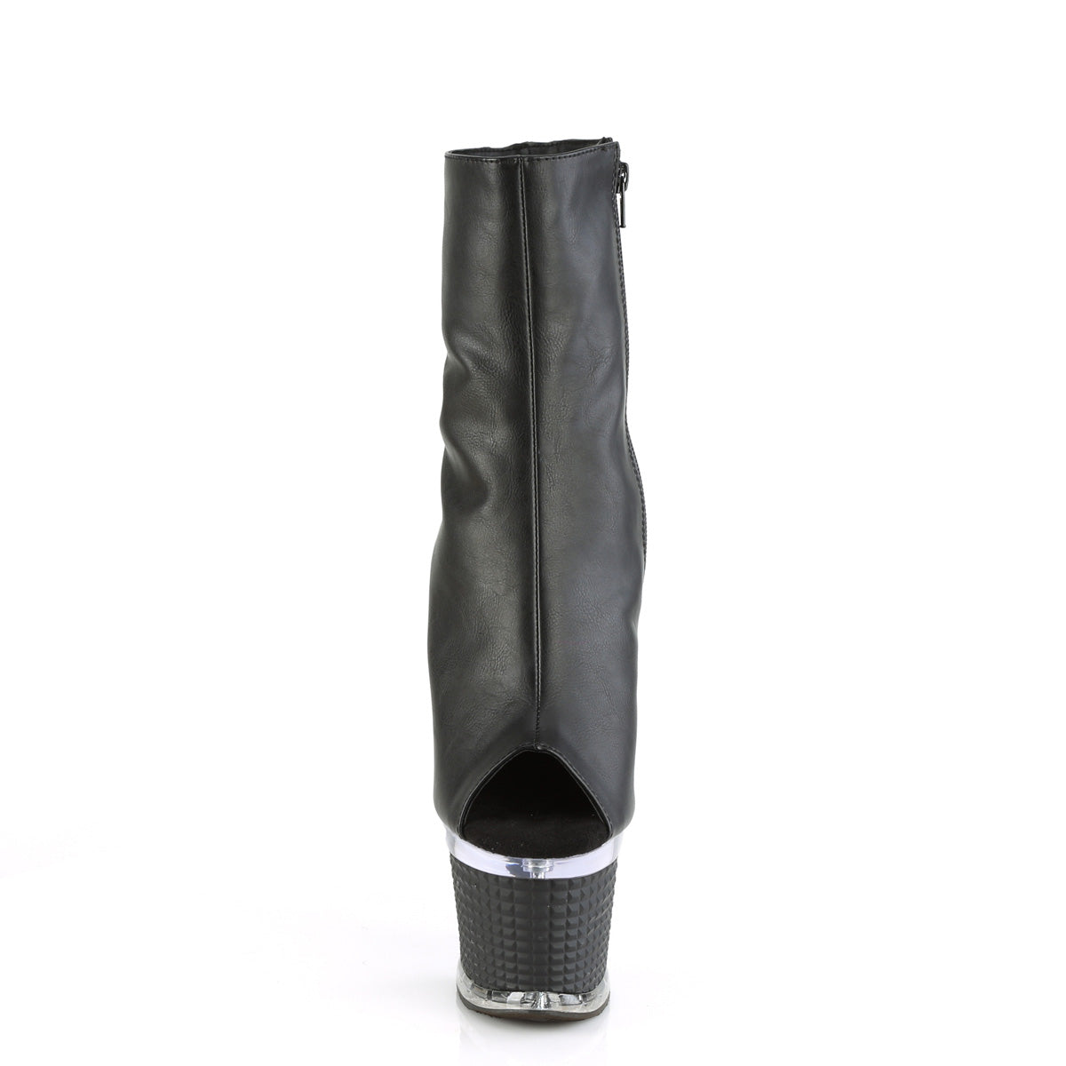SPECTATOR-1012 Pleaser Black Faux Leather/Clear-Black Matte Platform Shoes [Sexy Ankle Boots]