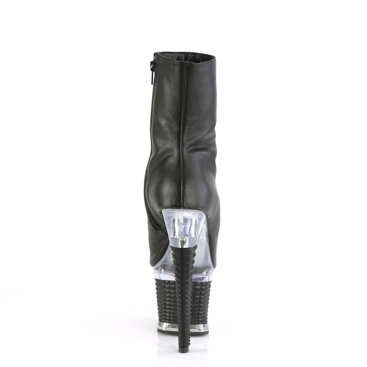SPECTATOR-1012 Pleaser Black Faux Leather/Clear-Black Matte Platform Shoes [Sexy Ankle Boots]