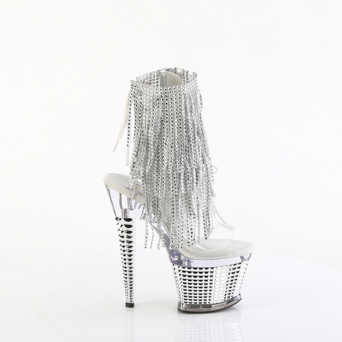 SPECTATOR-1017RSF Pleaser Clear-Silver/Clear-Silver Chrome Platform Shoes [Ankle Boots]