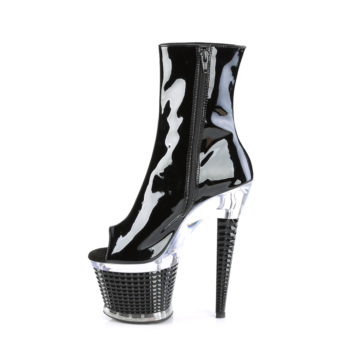 SPECTATOR-1021 Pleaser Black Patent/Clear-Black Platform Shoes [Ankle Boots]