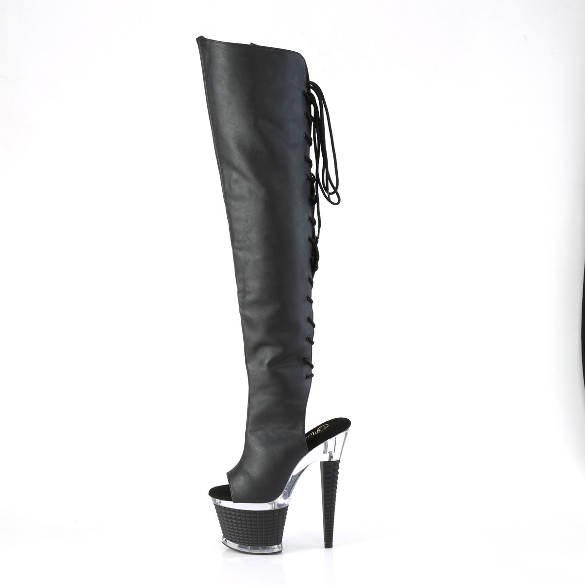 SPECTATOR-3019 Pleaser Black Faux Leather/Clear-Black Matte Platform Shoes [Kinky boots]