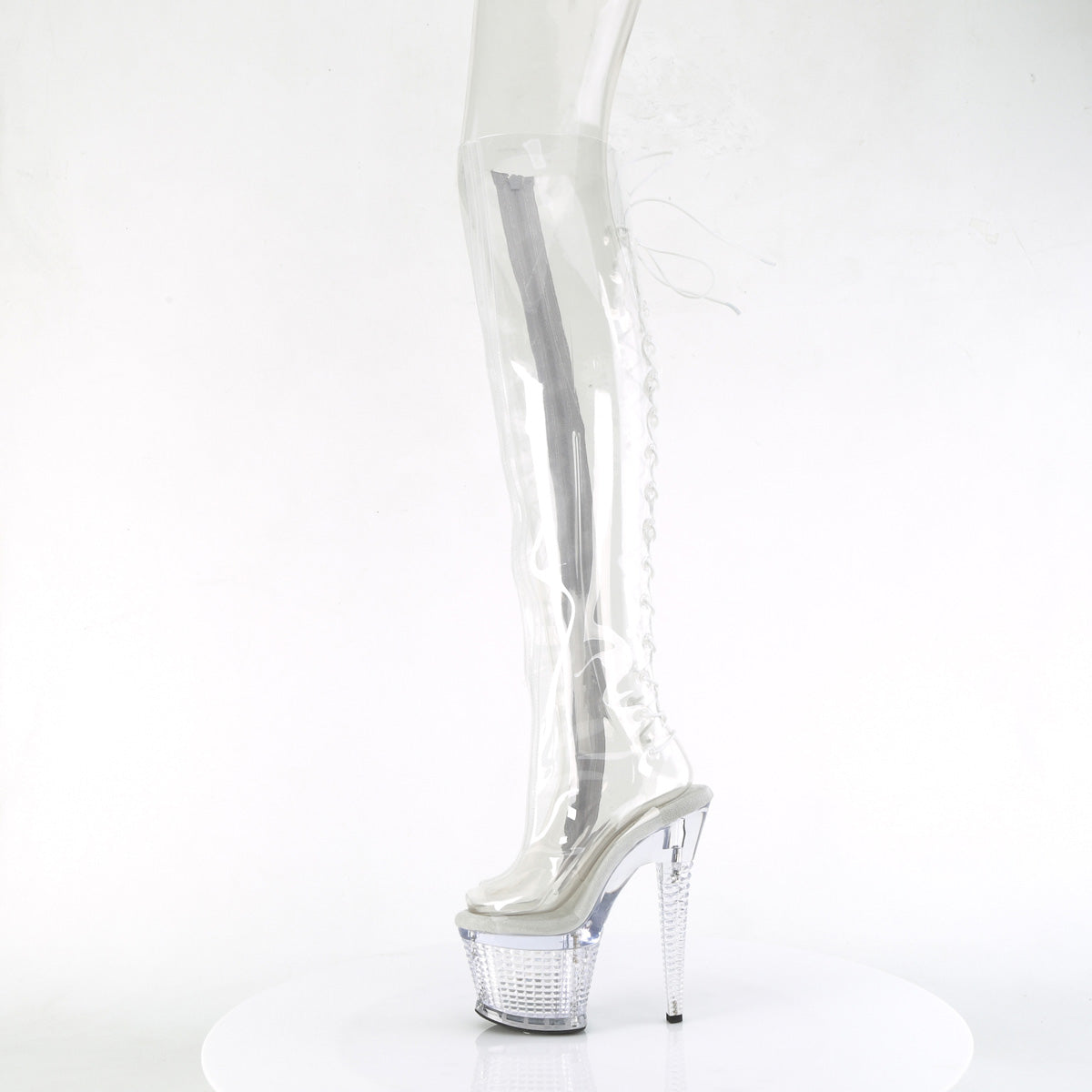 SPECTATOR-3019C Pleaser Transparent Clear Platform Shoes [Sexy Thigh Length Boots]