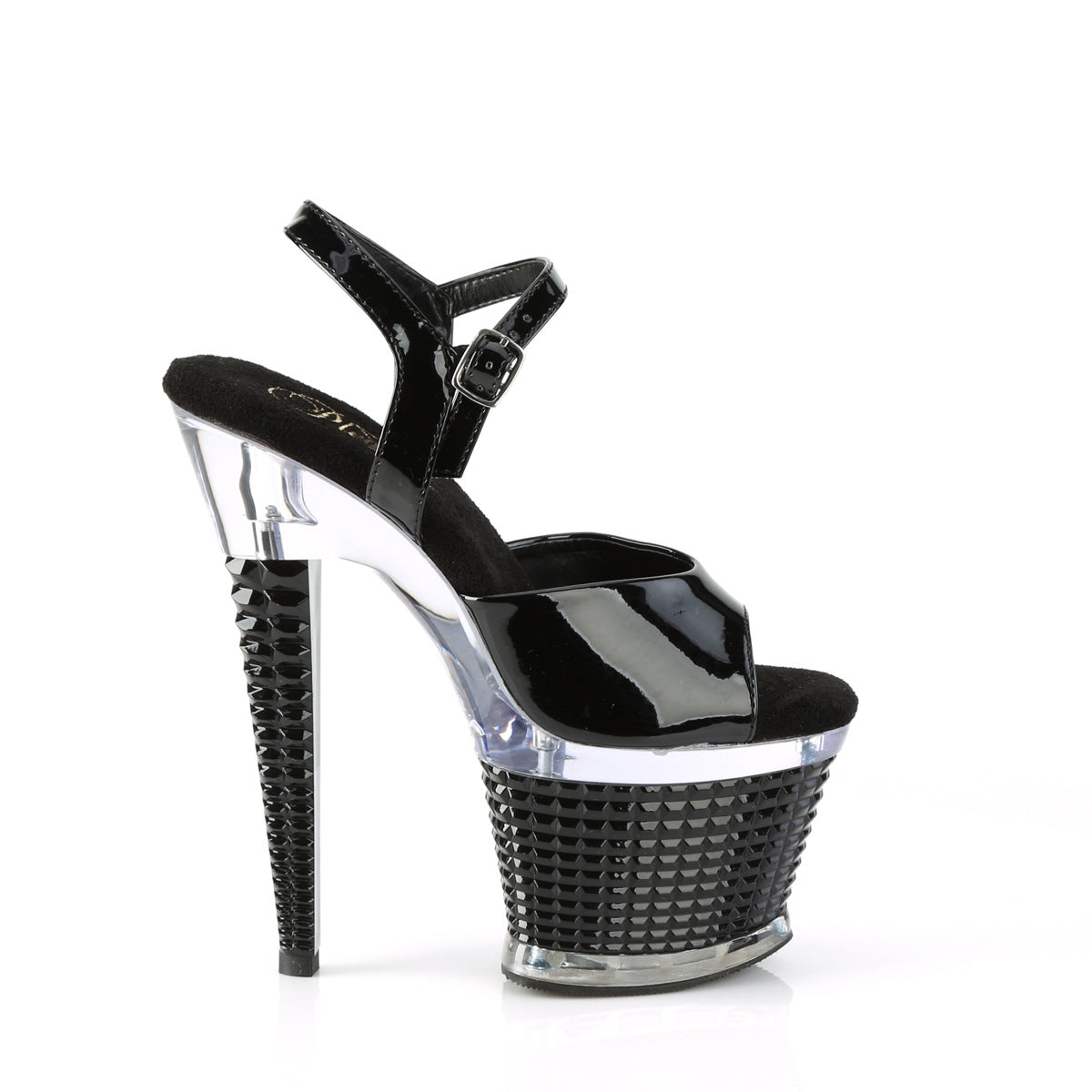 SPECTATOR-709 Pleaser Black Patent/Clear-Black Platform Shoes [Pole Dance Shoes]