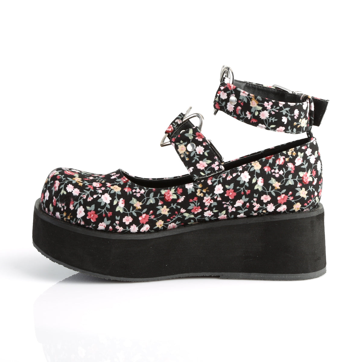 SPRITE-02 Demonia Floral Fabric Women's Heels & Platform Shoes [Demonia Cult Alternative Footwear]