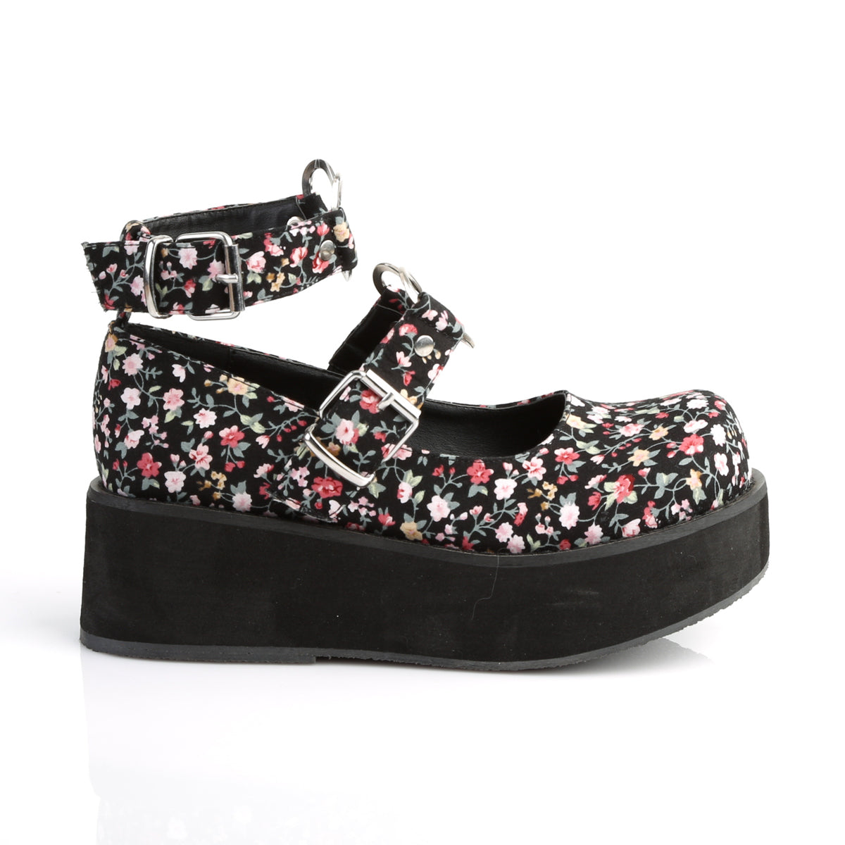 SPRITE-02 Demonia Floral Fabric Women's Heels & Platform Shoes [Demonia Cult Alternative Footwear]