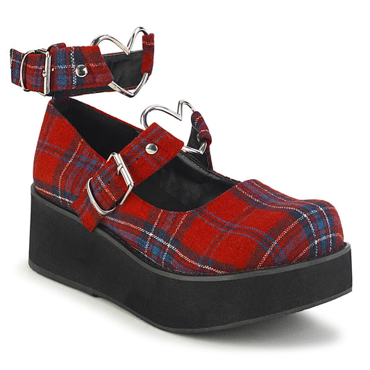 SPRITE-02 Alternative Footwear Demonia Women's Heels & Platform Shoes Red Plaid Fabric