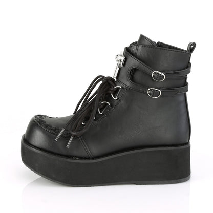 SPRITE-70 DemoniaCult Black Vegan Leather Sexy Women's Ankle Boots (Alternative Footwear)