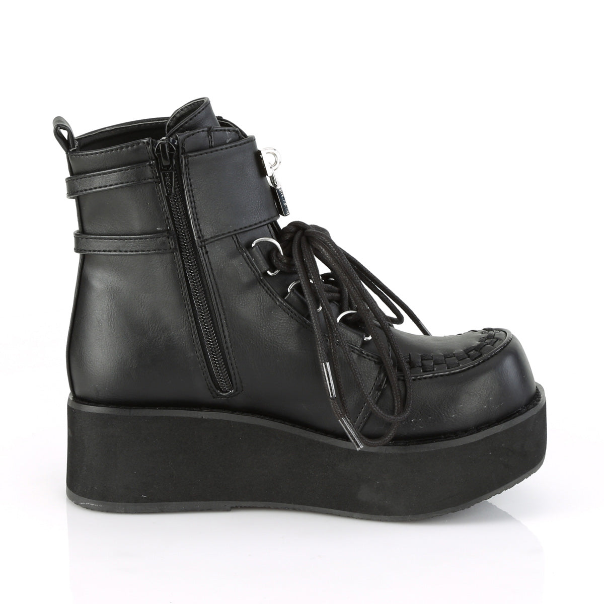 SPRITE-70 Demonia Black Vegan Leather Women's Ankle Boots [Demonia Cult Alternative Footwear]