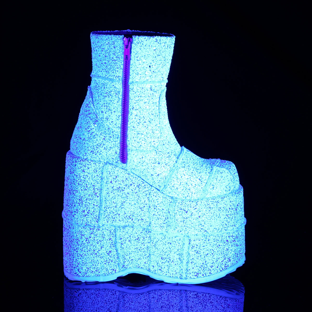 STACK-201G Demonia White Multi Glitter Unisex Platform Shoes & Boots [Demonia Cult Alternative Footwear]