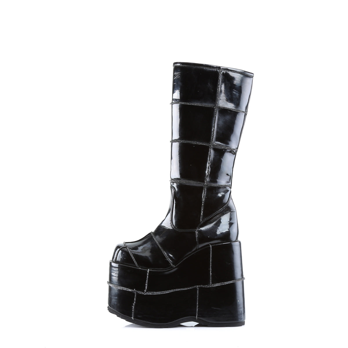 STACK-301 Demonia Black Patent Unisex Platform Shoes & Boots [Demonia Cult Alternative Footwear]