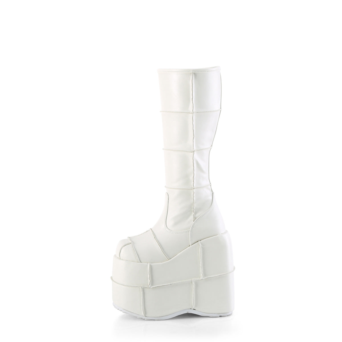 STACK-301 Demonia White Vegan Leather Unisex Platform Shoes & Boots [Demonia Cult Alternative Footwear]