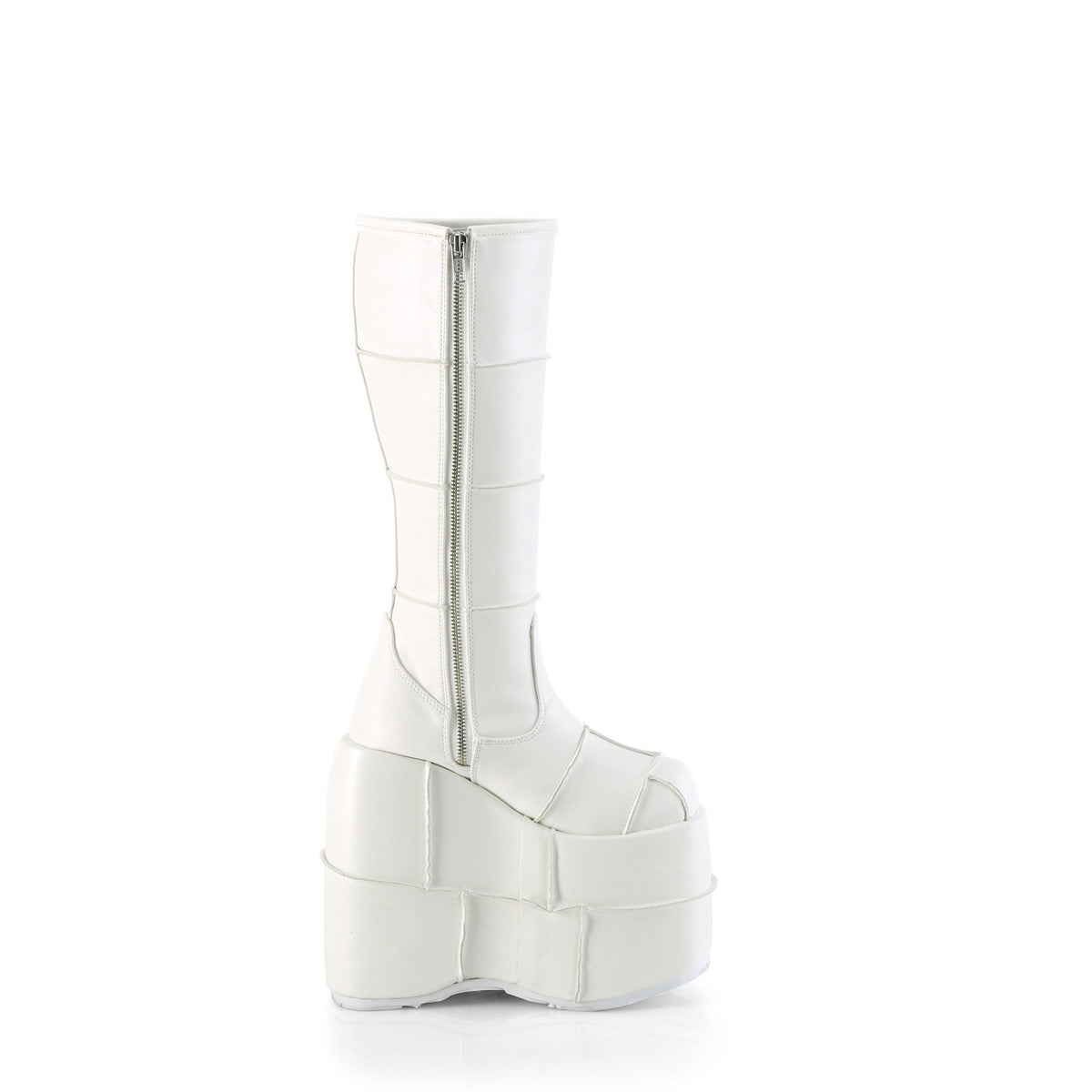 STACK-301 Demonia White Vegan Leather Unisex Platform Shoes & Boots [Demonia Cult Alternative Footwear]