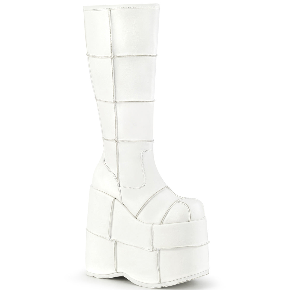 STACK-301 Alternative Footwear Demonia Unisex Platform Shoes & Boots Wht Vegan Leather