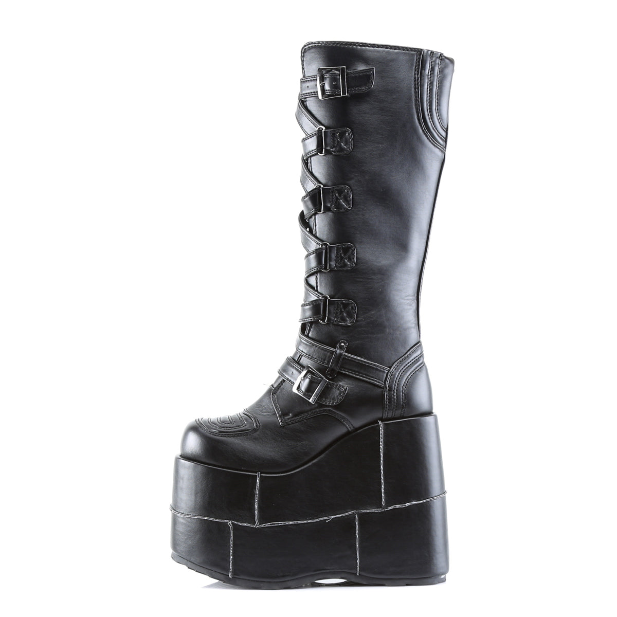 STACK-308 Demonia Black Vegan Leather Unisex Platform Shoes & Boots [Demonia Cult Alternative Footwear]