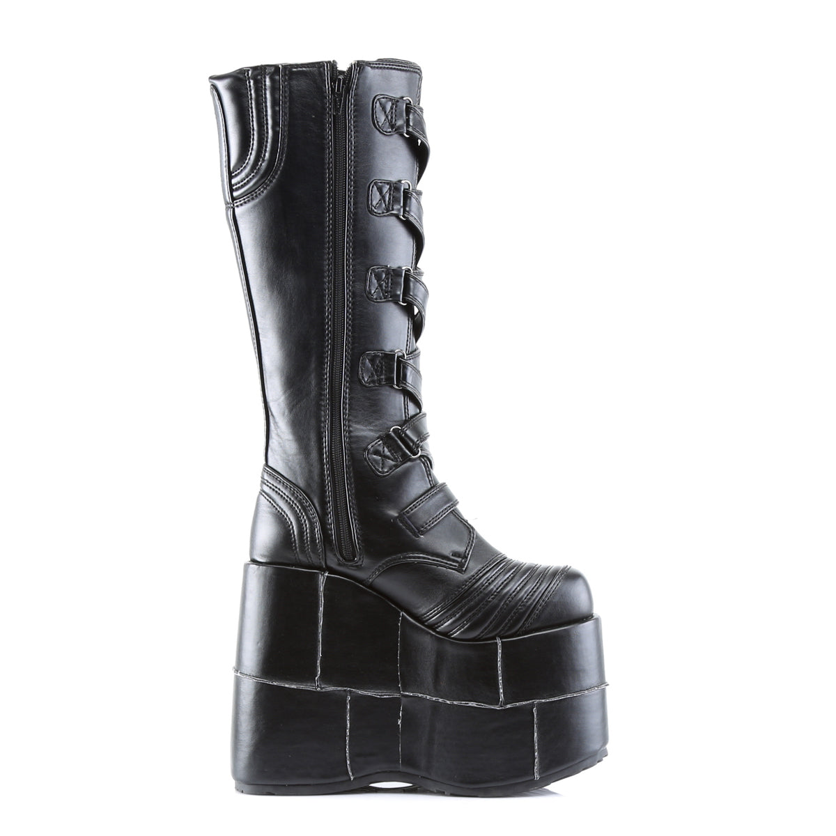 STACK-308 Demonia Black Vegan Leather Unisex Platform Shoes & Boots [Demonia Cult Alternative Footwear]