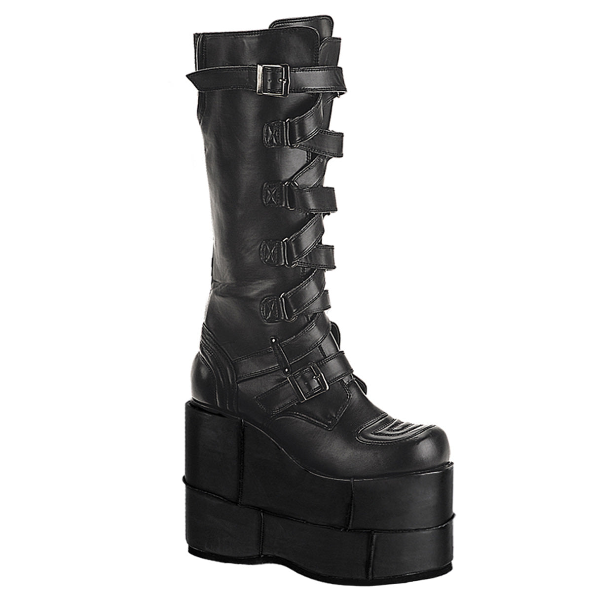 STACK-308 Alternative Footwear Demonia Unisex Platform Shoes & Boots Blk Vegan Leather