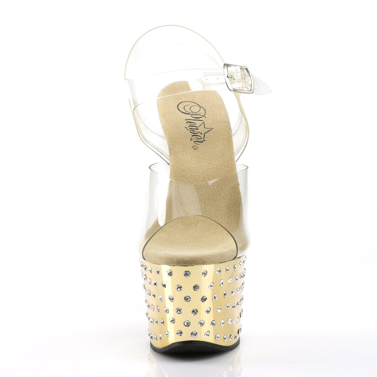 STARDUST-708 Pleaser Clear/Gold Chrome Platform Shoes [Exotic Dancing Shoes]