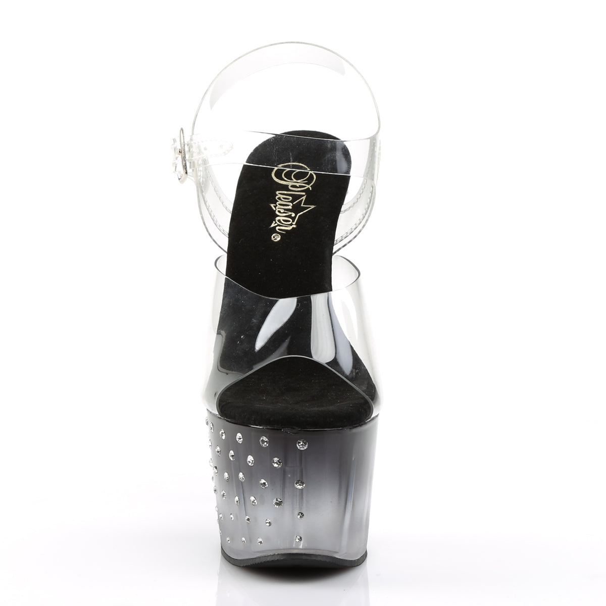 STARDUST-708T Pleaser Clear/Black-Clear Platform Shoes [Exotic Dancing Shoes]