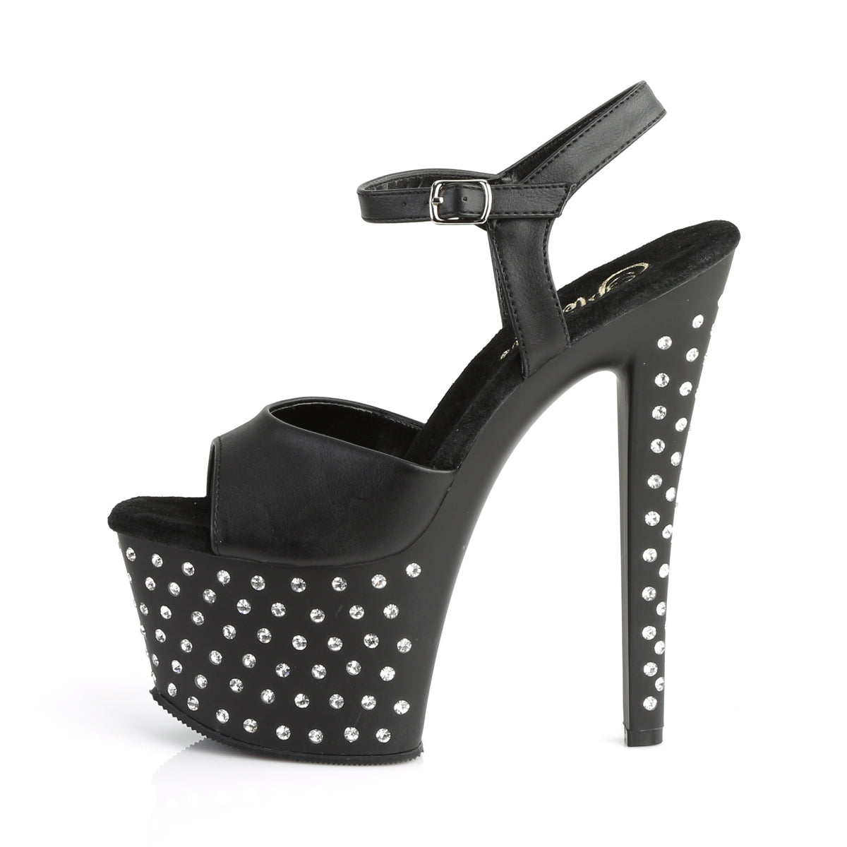 STARDUST-709 Pleaser Black Faux Leather/Black Matte Platform Shoes [Exotic Dancing Shoes]