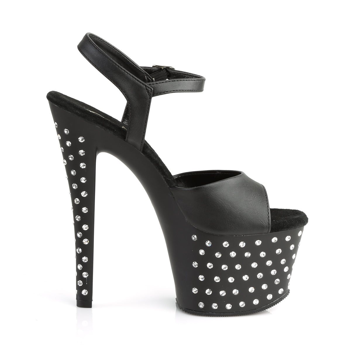 STARDUST-709 Pleaser Black Faux Leather/Black Matte Platform Shoes [Exotic Dancing Shoes]