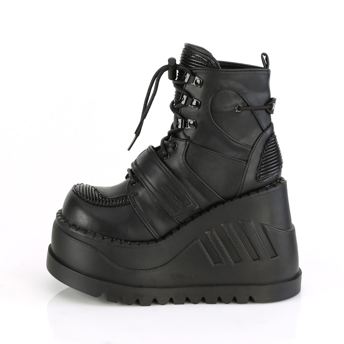 STOMP-13 Demonia Black Vegan Leather Women's Ankle Boots [Demonia Cult Alternative Footwear]