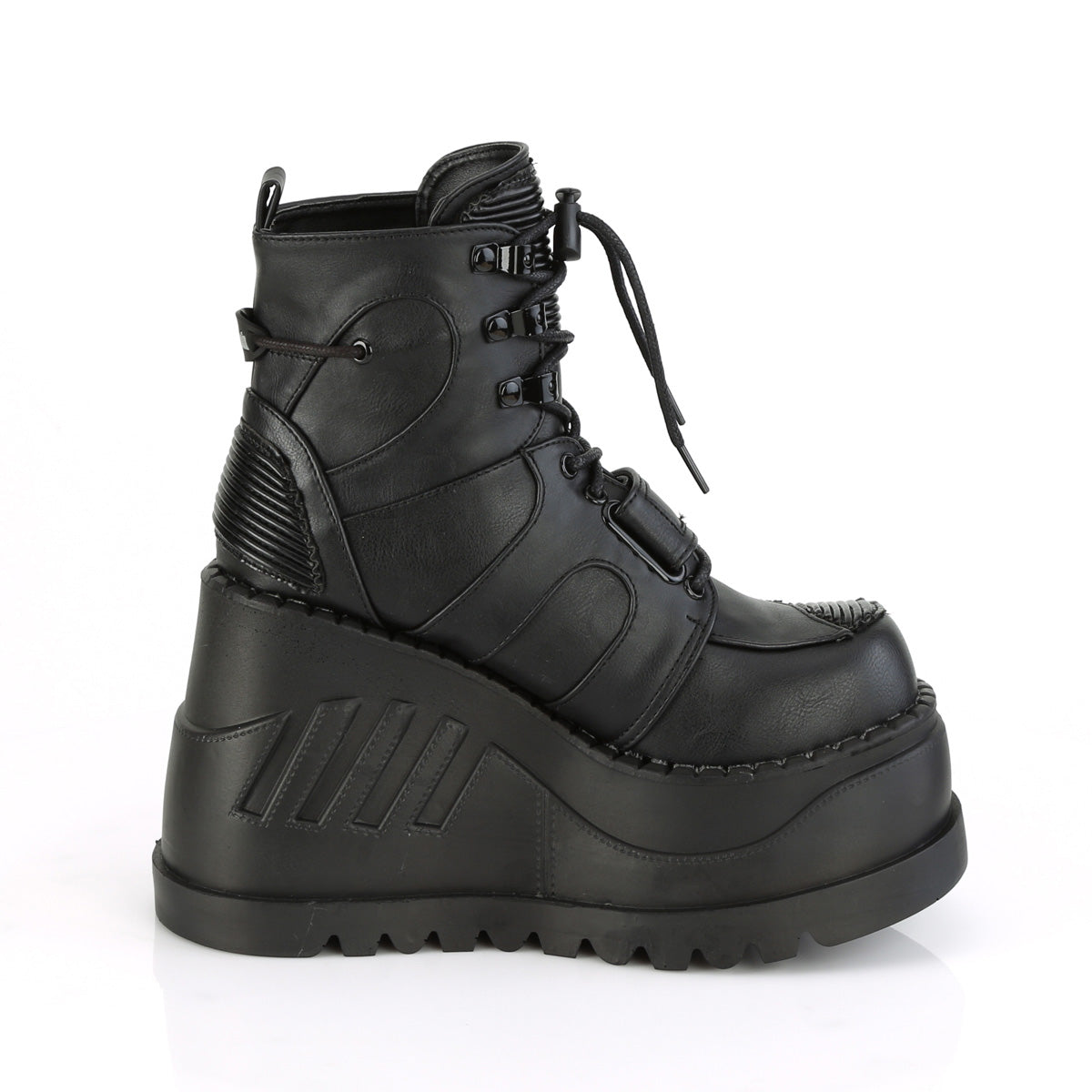 STOMP-13 Demonia Black Vegan Leather Women's Ankle Boots [Demonia Cult Alternative Footwear]